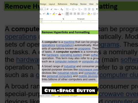 Hyperlinks Remove करने का शॉर्टकट #MsWord #shorts #shortcuts #RemoveHyperlinks