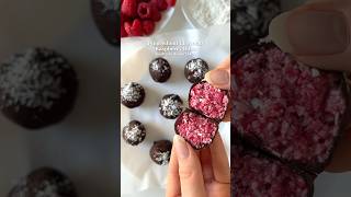 Healthier Dessert Idea: 4-ingredient Chocolate Raspberry Bites🩷 #easyrecipes #healthydesserts