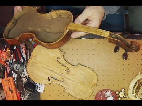 Old writing inside an old violin