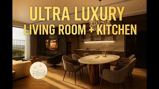 🏡 Ultra Luxury Living Room + Kitchen Tour | Modern Interior Walkthrough 2025 ✨