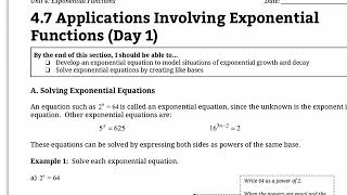 Solving Exponential Equations (MCR3U / MAP4C)