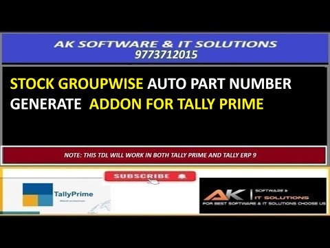 STOCK GROUP WISE PART NO GENERATE TALLY ADDON || TALLY PRIME ||ADDON