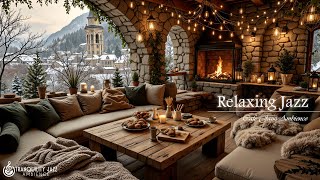 Cozy Coffee Shop Ambience With Relaxing Jazz | Cozy Balcony Jazz With Fireplace for Study, Work