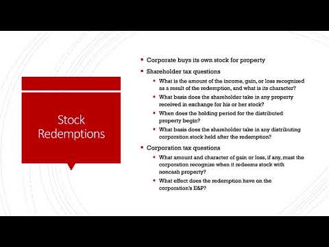 Stock distributions & redemptions