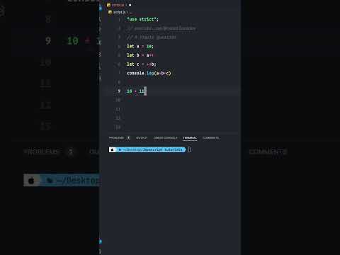 😅 Very very simple confusing javascript quiz ? Can you solve? let a = 10; ++a? #javascript #coding