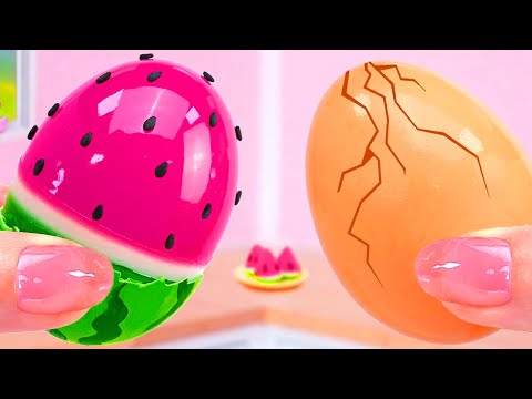 Watermelon jello tutorial: creating 1000+ mini jelly eggs and cute mini cakes