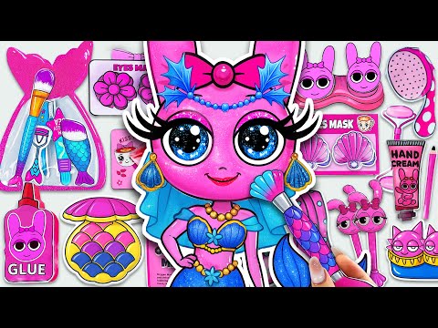 Paper DIY💖Unboxing SPRUNKI PINKI MERMAID 🧜‍♀️💄 Skincare + Makeup 🏠 MINIATURE House ASMR | Tana Cube