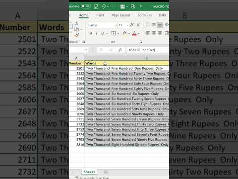 Number Convert into words in Excel #Shorts#Youtubeshorts#Shortsvideos