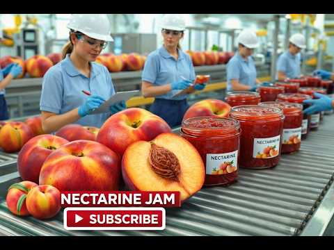 Nectarine Jam Production Process 🍑 | Factory Line & Quality Control
