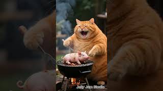 Orange cat cooking pig Funny cartoon animal video story cute ai animation pet
