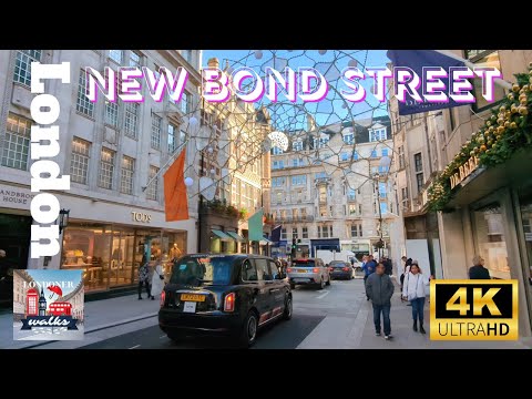 London Luxury Shopping Walking Tour - New Bond Street, Hanover Square, Elizabeth Line 4K