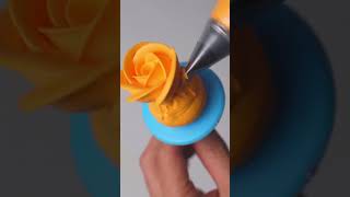 How to make a rose #cakedeco #orange #cakedecorating #rose #cakeart
