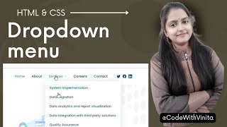 Dropdown menu using HTML & CSS|Basic dropdown menu|HTML & CSS Tutorial|@CodeWithVinita
