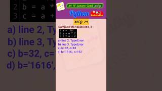 Python MCQ 29 - Test Your Skills #python  #pythonprogramming #pythoninterview#shorts#trending