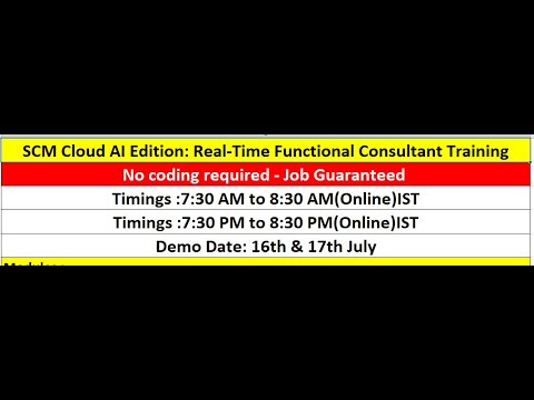 Oracle SCM Cloud AI Edition: Real-Time Functional Training Demo-16th&17th July-2025
