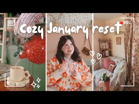 Cozy January Reset 🌼🍄🌷| Cottagecore Bedroom Reset, Cozy Hobbies, Reading goals, Kitchen Organizing