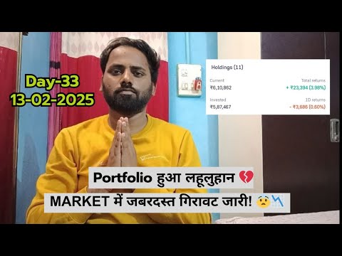 Day 33: Market में जबरदस्त गिरावट जारी! 😨📉 | Portfolio हुआ लहूलुहान 💔 | अब क्या करें? | Grow Money