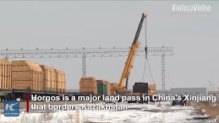 China-Europe freight train transporting timber from Russia passes through Horgos