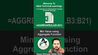 How to Calculate Minimum Value using Aggregate() with Hidden Rows #AbidiExcel #AbidiExcelFormula