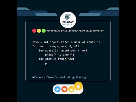 REVERSE RIGHT ALIGNED TRIANGLE PATTERN in Python 🔥| Bharat Futurist AI | Day 7 | #shorts #python