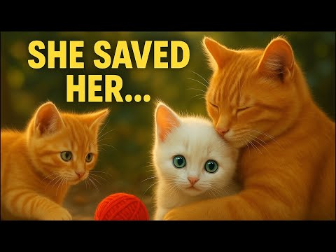 An Orange Cat and Her Kitten Rescue a White Cat | Heartwarming AI-Generated Cat Story