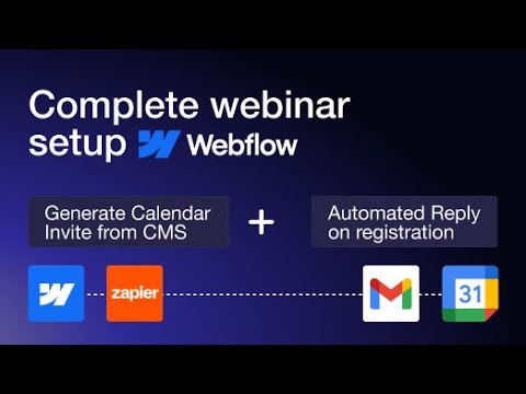 Complete Webinar setup in Webflow | Google calendar invite from CMS | Zapier Automation | Pixeto