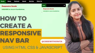 How to create Responsive Nav bar using HTML,CSS,Javascript|Mobile responsive|@CodeWithVinita