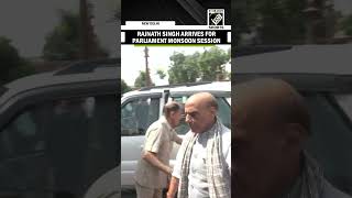 Defence Minister Rajnath Singh arrives Parliament to attend Monsoon Session