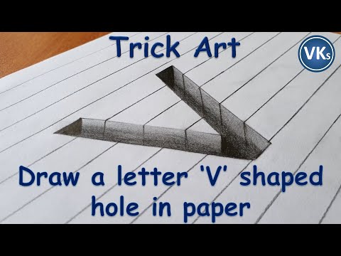 How to Draw a 'V' shaped Hole in Paper | Trick Art | VinKrish Solutions