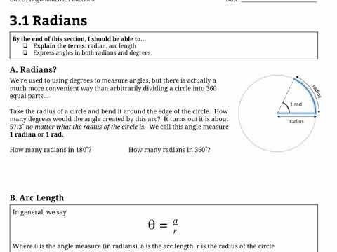 Working with Radians (MHF4U)