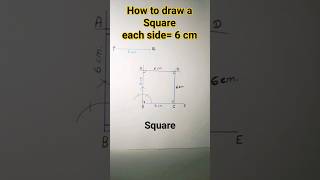 how to draw a square each side=6 cm#square#shorts#ytshorts#viralvideo#easy#simple method#
