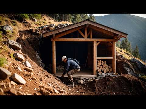 Built a Warm Hidden House Underground from Scratch in 30 Days.