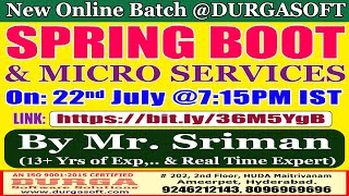 SPRING BOOT & MICRO SERVICES Online Training @ DURGASOFT