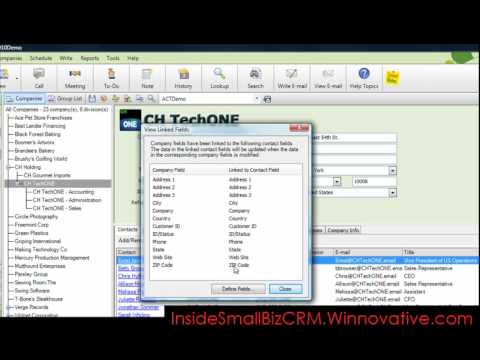 Winnovative Inside Small Biz CRM Quick Tip:  Act! CRM - Contact and Company Linked Fields