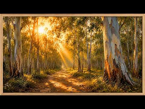4K Eucalyptus Forest Path | Golden Hour Frame TV Art | Scenic Nature Screensaver No Music