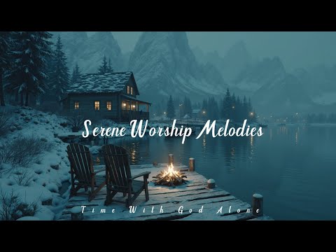 Soaking Worship Music | Bible Reading & Prayer ~ Winter Lakeside Cabin Ambience