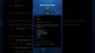 Simple Quiz Game in C #coding #gaming #code #coder #cprogramming  #tutorial #developer