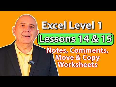 Excel Level One Course Lessons 14 and 15 - Notes Comments Move and Copy Worksheets