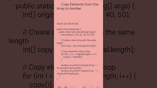 Copy Elements from One Array to Another #java #javashorts #javatutorial