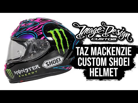 Taz Mackenzie's 2021 Custom BSB Shoei Helmet // Image Design Custom