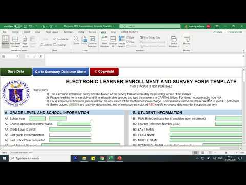 eLESF tutorial (Electronic Learner Enrollment and Survey Form Template)
