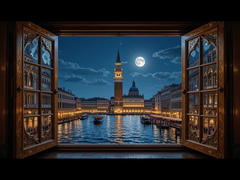 Gold Framed Vintage Window | A Magical Night in Venice with Timeless Elegance