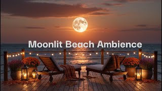 Fall Porch Ambience by the Beach | Cozy Fall Leaves Background & Moonlight Vibes 🍁🌕