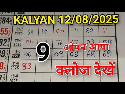 Kalyan पॅनल लाईन ट्रिक😊12/08-2025 || kalyan total & tebal trick || kalyan trick live