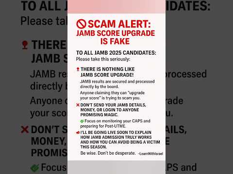 🚫 JAMB Score Upgrade is a SCAM #jamb2025 #postutme