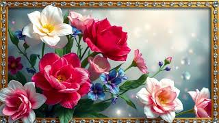 Celestial Harmony | 4K Flowers with Crystal Elegance | Silent Background