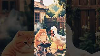 batak or bili khana kha rhe hen #trending #yutubeshorts #viralshort 🐔👀🙀