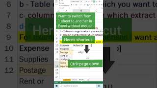 😍 #excel shortcut for change worksheet in excel #exceltips #exceltutorial Excel made easy