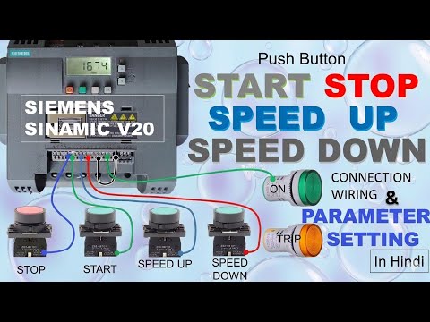 Siemens Sinamics V20 VFD: Push Button Speed Control Wiring & Parameter Settings@rvelectricalguide 