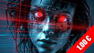 Cyber Android with Blazing Red Eyes — HD Horror Stock Video